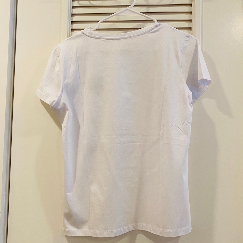 Basic White Tee With Bumblebee Patch - image 2